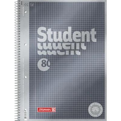 Image de Brunnen Bloc notes pour étudiant de qualité supérieure 4 perforations (couverture aiguisée avec effet métallisé, format A4, linéature 26, 90 g/m², 80 feuilles)