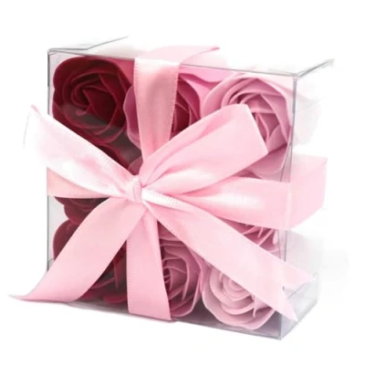 Afbeelding van Zeep Bloemen Roze Rozen 9 stuks Cadeauverpakking