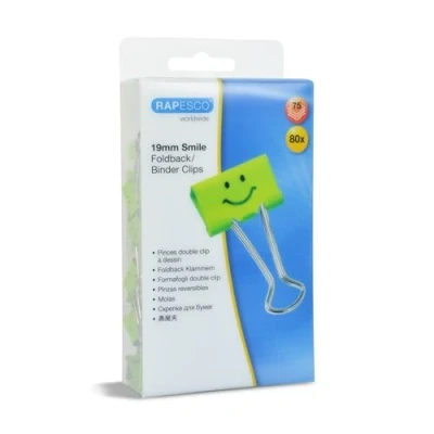 Afbeelding van Rapesco 1423 glimlachende dubbele cliptangen, 19 mm, groen, 80 stuks