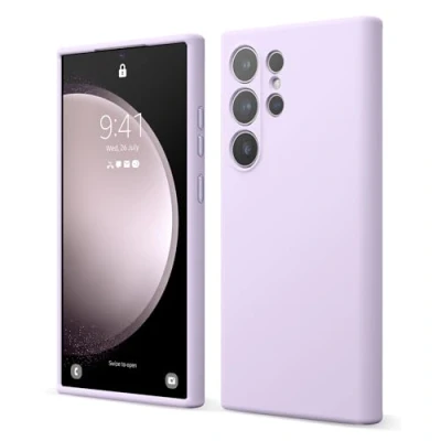 Afbeelding van Elago Vloeibare siliconen hoes, compatibel met Samsung Galaxy S24 Ultra, volledige bescherming, 4 lagen schokbestendige structuur, binnenkant van zachte krasbestendige microvezel, paars
