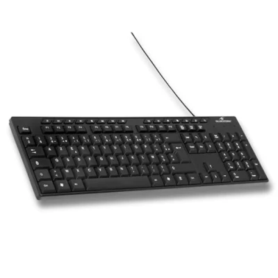 Afbeelding van Bluestork KB MEDIA OFF/FR bekabeld USB toetsenbord Azerty met 15 multimedia toetsen, eenvoudige verbinding, licht en robuust design ergonomisch toetsenbord, stil pc Windows