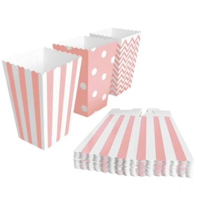 Afbeelding van BangShou 60 Stuks Popcorn Zakjes Snoepbakje voor Krakelingsticks en Candybars (Roze)