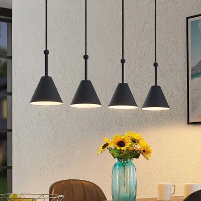 Afbeelding van Lucande wandlamp 4lichts staal E27 zandzwart, wit