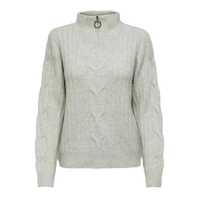 Afbeelding van Jacqueline de Yong Trui Jdyandrea L/s Zip Cable Pullover Knt 15242811 Super Light Grey Dames Maat XL