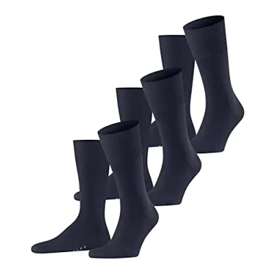 Image de FALKE Airport 3 Pack M SO laine coton unies lot de paires, Chaussettes Homme, Bleu (Dark Navy 6370), 39 40