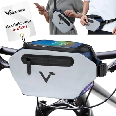 Afbeelding van Valkental 3 in 1 stuur fietstas volledig reflecterend en waterdicht geschikt als stuurtas, buiktas zijtas met adapter gerecycled kunststof