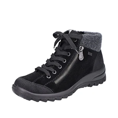 Afbeelding van Rieker Veterboots, Dames, Maat: 36, Black Leer/ synthetisch