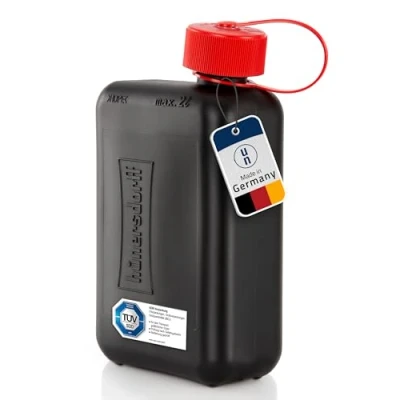 Image de Hünersdorff Bidon de carburant standard 2 l rechange pour petites voitures et véhicules hybrides HD PE Fabriqué en Allemagne Production certifiée TÜV Noir