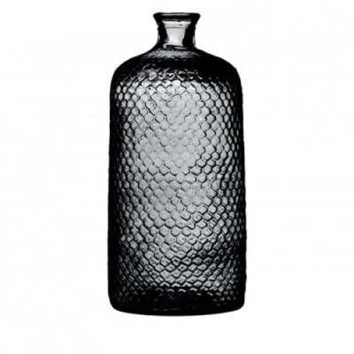 Afbeelding van Natural Living Bloemenvaas Scubs Bottle donkergrijs geschubt transparant glas D18 x H42 cm Fles vazen