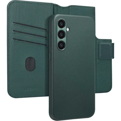 Afbeelding van Accezz Hoesje Geschikt voor Samsung Galaxy S24 Plus Met Pasjeshouder Leather Bookcase 2 in 1 MagSafe donkergroen