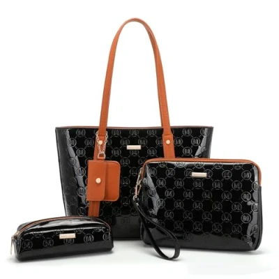 Afbeelding van Miss Lulu S1719 draagtas voor dames, Zwart en bruin.