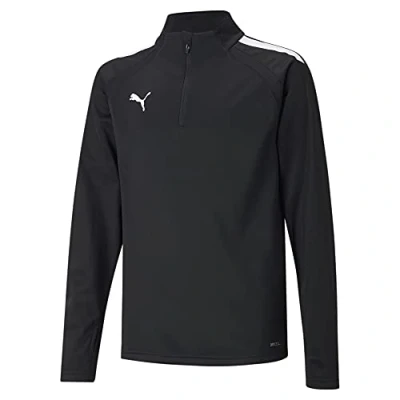 Afbeelding van puma Teamliga ZIP JR Unisex Longsleeve blackpuma white voor kinderen, Maat: 128, black