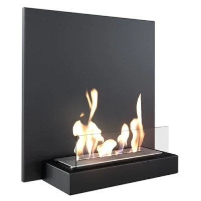 Afbeelding van KRATKI Plank Bio ethanol wandhaard 450 x mm, 0,33 l tank, zwart, 16 kg, tafelhaard met beglazing, moderne gel, ideaal voor thuis of restaurant