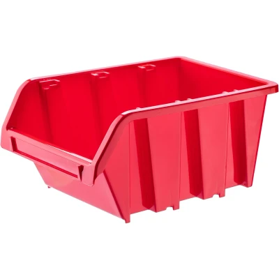 Afbeelding van KADAX Stapelbox van polypropyleen kunststof, verschillende maten, opbergdozen voor gereedschapswand, opbergdoos, opbergdoos (50 stuks, rood, 195 x 120 mm)