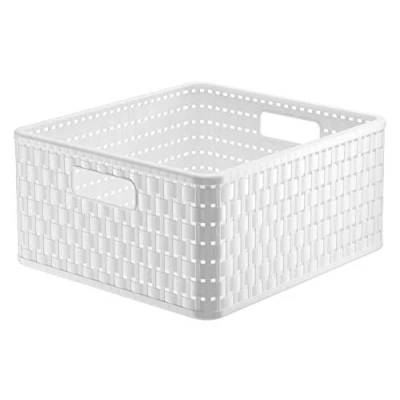 Afbeelding van Rotho Country Opbergdoos, rotanlook, kunststof (PP), BPA vrij, wit, 14 liter (32,8 x 30,0 16,0 cm)