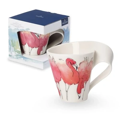 Afbeelding van Villeroy &amp; Boch New Wave Caffè Animals of the World Roze Flamingo Beker met handvat in cadeauverpakking 0,30 L