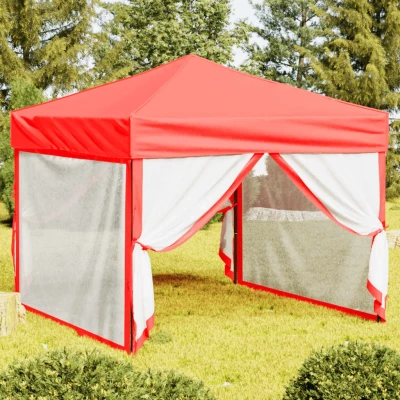 Afbeelding van Partytent inklapbaar met zijwanden 3x3 m rood