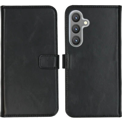 Afbeelding van Selencia Hoesje Geschikt voor Samsung Galaxy S24 Plus Met Pasjeshouder Echt Lederen Bookcase Zwart