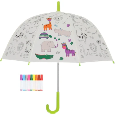Afbeelding van Esschert Design Inkleurparaplu Jungledieren + 9 Stiften