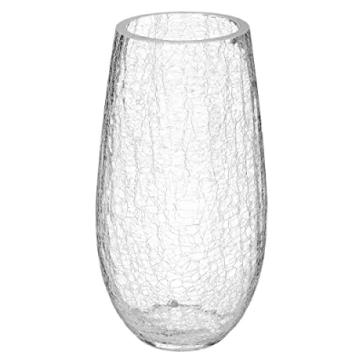 Afbeelding van Atmosphera gebogen vaas gebarsten glas H 27 cm