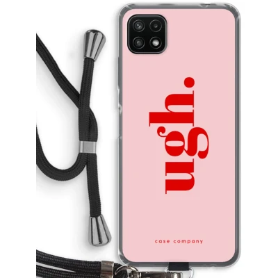 Afbeelding van Case Company® hoesje met Koord geschikt voor Samsung Galaxy A22 5G Ugh Telefoonhoesje Zwart Bescherming aan alle Kanten en Over de Schermrand