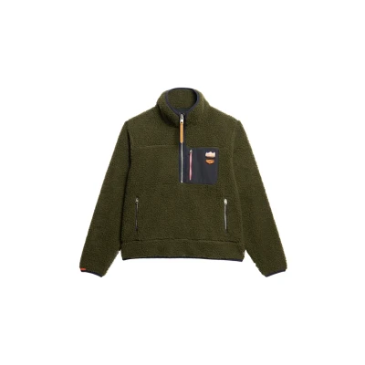 Afbeelding van Superdry Vintage Retro HALF ZIP Fleece trui, Dames, Maat: 44, Army khaki green