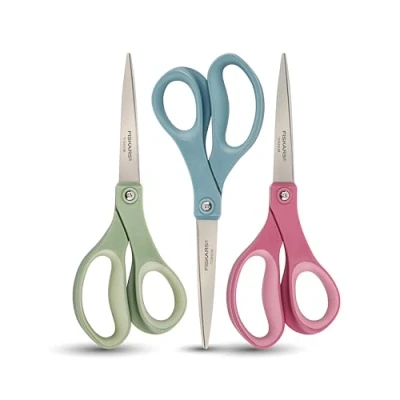 Afbeelding van Fiskars SoftGrip Set van 3 titanium scharen Profielprestaties voor alle doeleinden 20,3 cm Rechte papierschaar kantoor en kunst handwerk