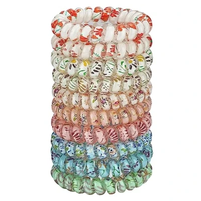 Afbeelding van JessLab Haarelastiekjes van spiraalbinding, 10 stuks, gesorteerd, zonder sporen, spiraalhaarbanden, schattige kunststof haarspoelen, paardenstaarten, haaraccessoires voor meisjes en vrouwen