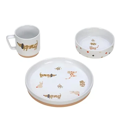 Afbeelding van Lässig Kinderservies set porselein Little Mateys spicy orange