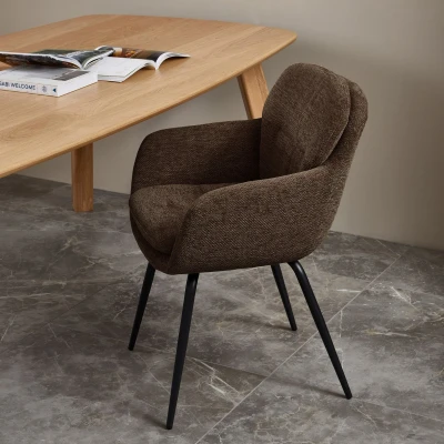 Afbeelding van WOOOD Runa Eetkamerstoelen Polyester Warm Bruin Set van 2