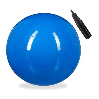 Afbeelding van Relaxdays fitnessbal 65 cm gymbal zitbal yogabal pilatesbal met pompje PVC blauw