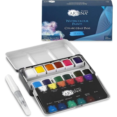 Afbeelding van Artina Colaro Waterverf Set Aquarelverf 12 napjes Kunstenaars Verf met Penselen