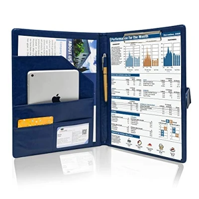 Afbeelding van GraduatePro Documentenmap, A4, leer, notitieblok, vergaderingen, heren, dames, organizer, conferentiemap, portfolio, voor vergadering/kantoor/visitekaartje, professioneel, blauw