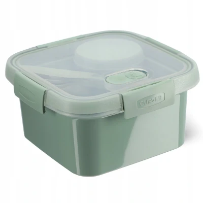 Afbeelding van Curver Smart To Go Lunchbox 1.1L + Bestekset Sauscup Eco Groen