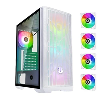 Image de BitFenix Nova Mesh SE TG Tour ATX panneau latéral fenêtré pas d&#039;alimentation (ATX) blanc USB/Audio