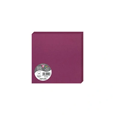 Afbeelding van Clairefontaine 2126C 25 dubbele kaarten vierkant formaat 16 x cm 210 g/m² kleur framboos uitnodigingskaarten evenementen en overeenstemming serie pollen premium papier glad