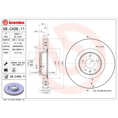 Afbeelding van Brembo Remschijf 09.C426.11