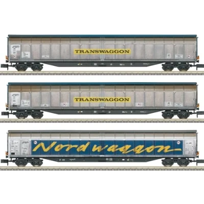 Afbeelding van MiniTrix 18297 N 3 delige set grote schuiframen van de Transwaggon, MHI