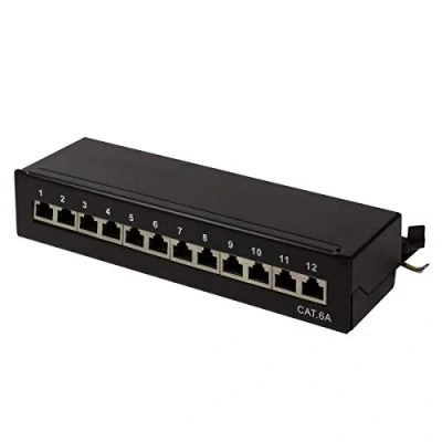 Afbeelding van LogiLink NP0019B 12 poorten Patchpaneel 483 mm (19) CAT 6A Zwart