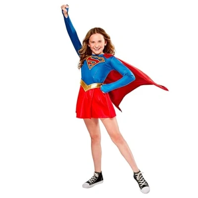 Afbeelding van Rubies Superwoman &amp; Supergirl Kostuum Tv Series Meisje Blauw, Rood, Goud Maat 128 Carnavalskleding Verkleedkleding