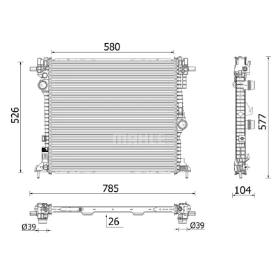 Afbeelding van MAHLE ORIGINAL CR 2599 000P Radiateur Aluminium 580 526 26 Koelribben gesoldeerd ALFA ROMEO: Giulia Saloon