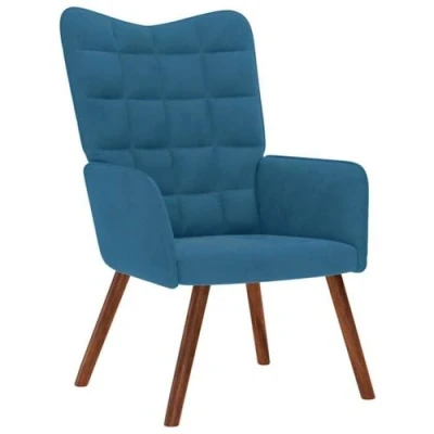 Image de vidaXL Chaise de relaxation Bleu Velours4016820