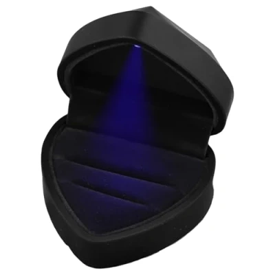Afbeelding van Jinlaili Ringbox met ledlicht, fluwelen ringdoos voor 2 ringen, geschenkdozen, decoratieve ringdoos, hartringdoos huwelijksaanzoek