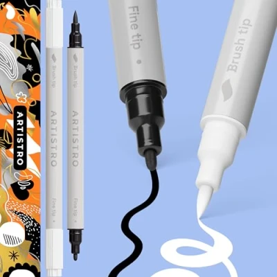 Afbeelding van ARTISTRO Set van 2 acrylverfstiften met dubbele punt + fijn wit zwart