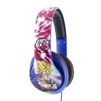 Afbeelding van Teknofun Dragon Ball Z hoofdtelefoon Goku en Vegeta Space 150 decibel 3,5 mm jackstekker verstelbare hoofdband blauw roze voor kinderen volwassenen