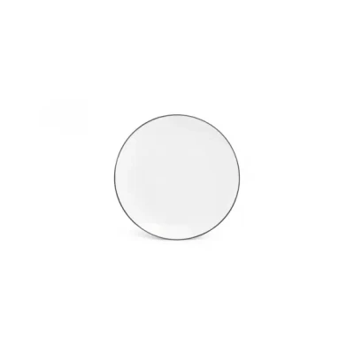 Afbeelding van BonBistro Plat bord 26,5cm coupe black rim Basic White (Set van 6)