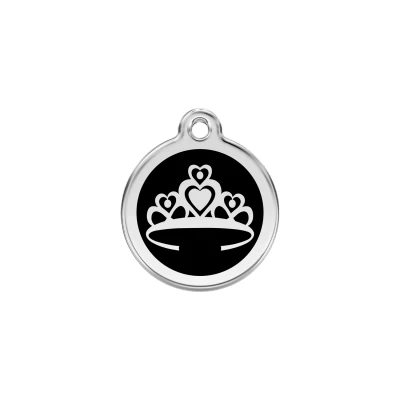 Afbeelding van Crown Black roestvrijstalen hondenpenning small/klein dia. 2 cm RedDingo