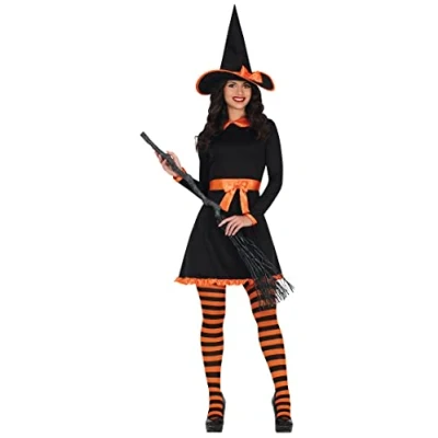 Afbeelding van Guirca Heks &amp; Spider Lady Voodoo Duistere Religie Kostuum Pom Poen Vrouw Oranje, Zwart Maat 42 44 Halloween Verkleedkleding