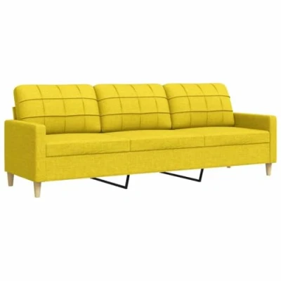 Image de vidaXL Canapé à 3 places Jaune clair 210 cm Tissu4007419