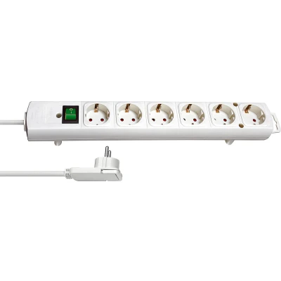 Afbeelding van Brennenstuhl Comfort Line Plus stekkerdoos met platte stekker 6 voudig wit 2m H05VV F 3G1,5
